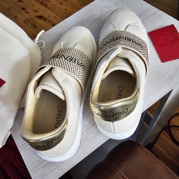 Valentino Garavani Gold Studded Logo Sneakers — With Box, Dust Bag & Tag - Picture 7 of 11